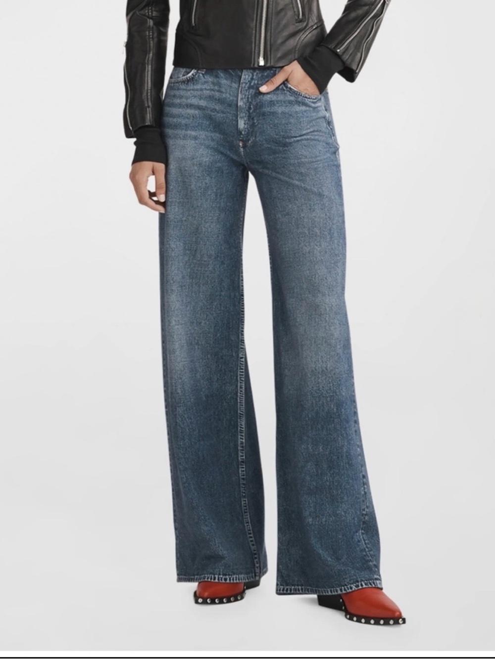 Rag & Bone Miramar Terry Sophe Wide Leg High-Rise Blue Women's Jeans size 25 - Picture 15 of 15